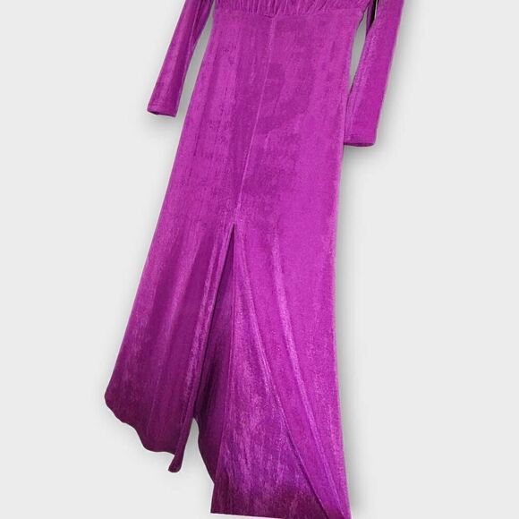 Lulus Womens Dress Sz Medium Maxi Purple Jersey Backless Long Sleeves Retro 20s‎ - Picture 16 of 16